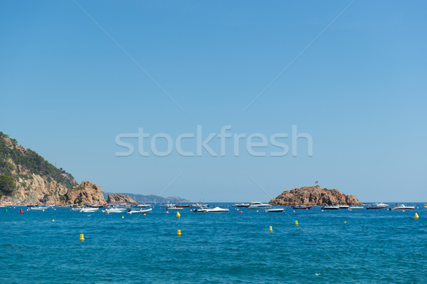 Stok fotoğraf: İspanyolca · sahil · motor · tekneler · dağlar · yaz