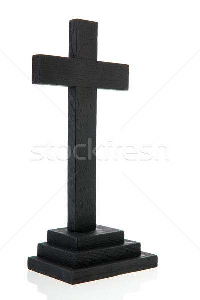 Negro cruz simple aislado blanco Foto stock © ivonnewierink