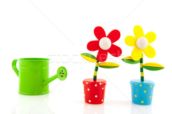 Sommerzeit heiter Blumen Gießkanne rot Spielzeug Stock foto © ivonnewierink