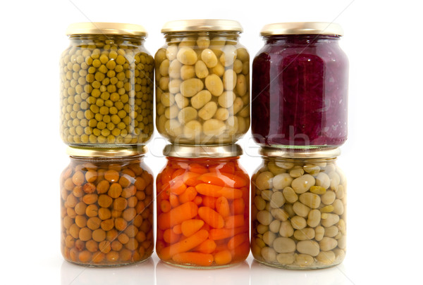 Zachowane warzyw szkła żywności butelek fasola Zdjęcia stock © ivonnewierink