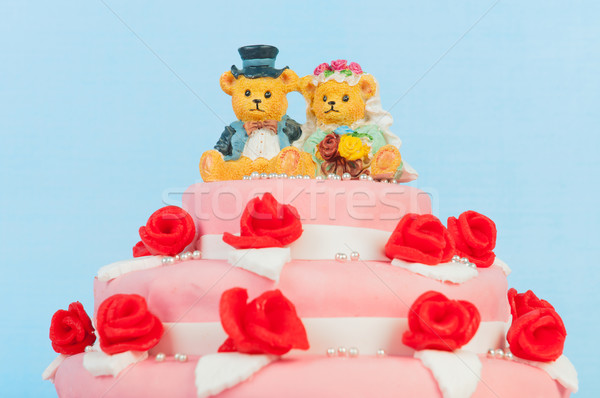 Stock fotó: Esküvői · torta · medvék · vicces · pár · felső · nő