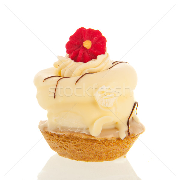 Zoete witte gebak marsepein geïsoleerd voedsel Stockfoto © ivonnewierink