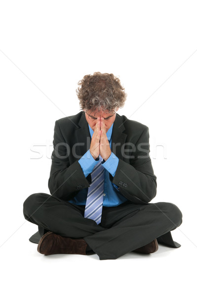 Stockfoto: Zakenman · meditatie · vergadering · vloer · business · hand