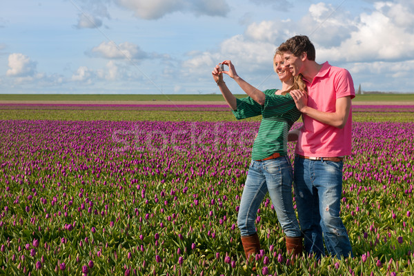 Stock foto: Touristen · Aufnahme · Bilder · Paar · Blume