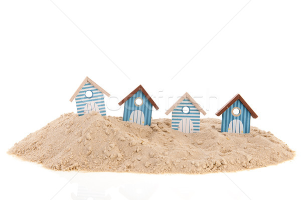 Strand zand gestreept achtergrond huizen studio Stockfoto © ivonnewierink