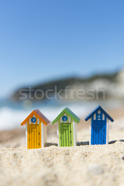 Stock photo: Colorful beach huts