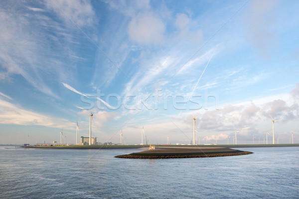 Industrial harbor with wind turbines Stock photo © ivonnewierink