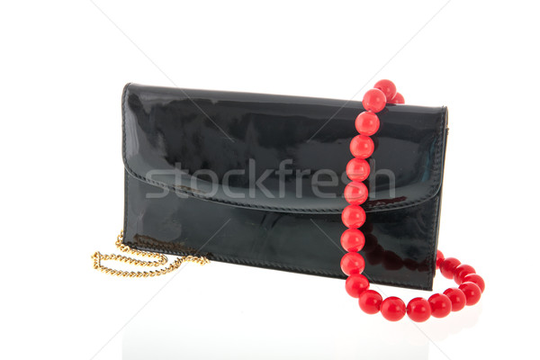 Photo stock: Noir · manque · sac · rouge · collier · élégante