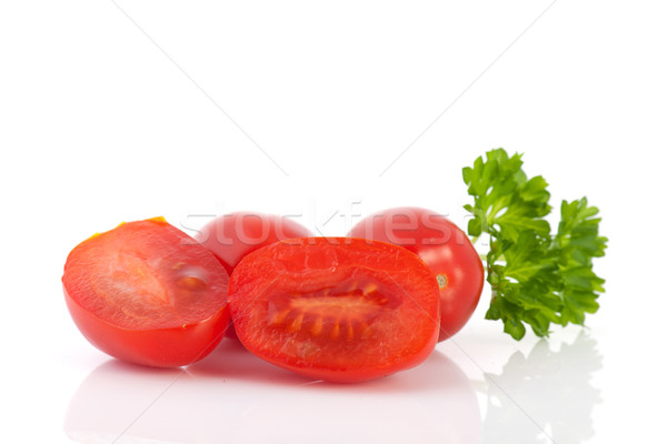新鮮 羅姆人 蕃茄 微型 香菜 白 商業照片 © ivonnewierink