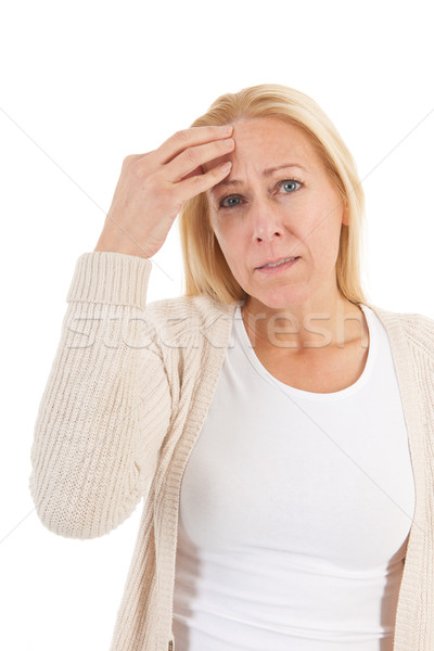 Mulher maduro idade dor de cabeça loiro isolado Foto stock © ivonnewierink