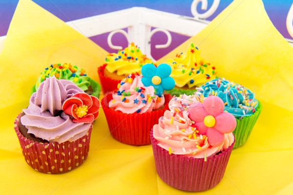 Stock photo: Birthday cupcakes