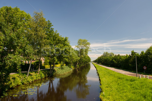 Landschap nederlands kanaal water straat zomer Stockfoto © ivonnewierink