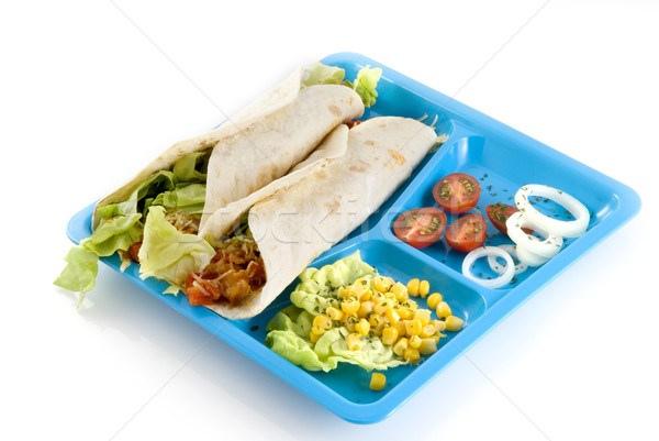 Foto stock: Mexicano · comida · mexicana · azul · jantar · prato · salada