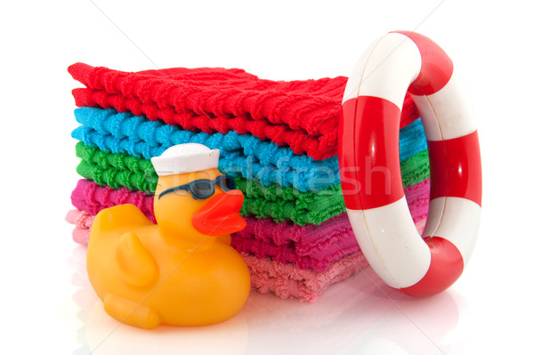 Stock foto: Gefaltet · Handtücher · farbenreich · isoliert · weiß · Kinder