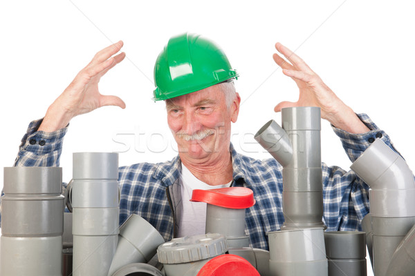 Confused funny plumber Stock photo © ivonnewierink
