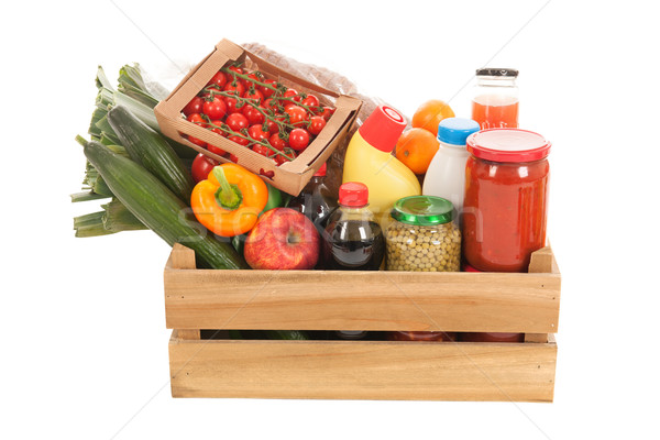 Wooden crate dairy groceries Stock photo © ivonnewierink