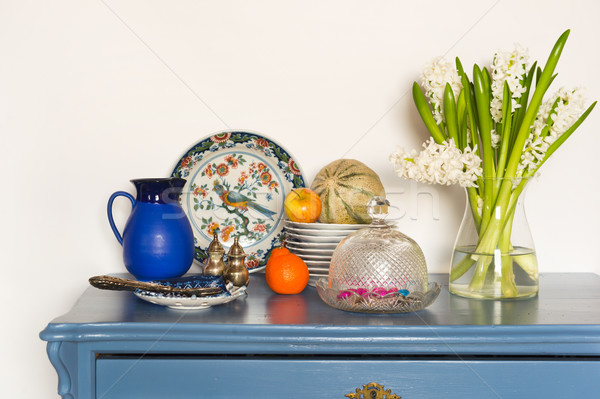 Lavender colored cabinet with antique Stock photo © ivonnewierink