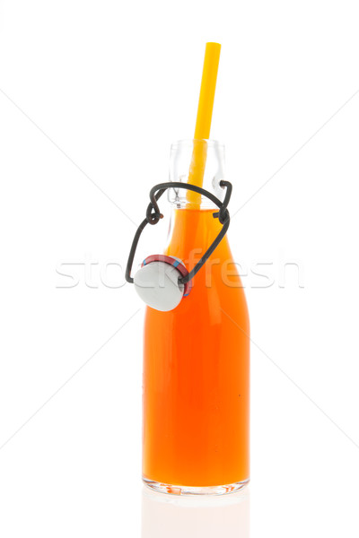 Sticlă bautura racoritoare potabilă paie sticlă portocaliu Imagine de stoc © ivonnewierink
