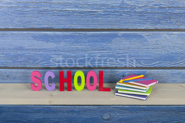 Szkoły kolorowy litery notebooki vintage niebieski Zdjęcia stock © ivonnewierink