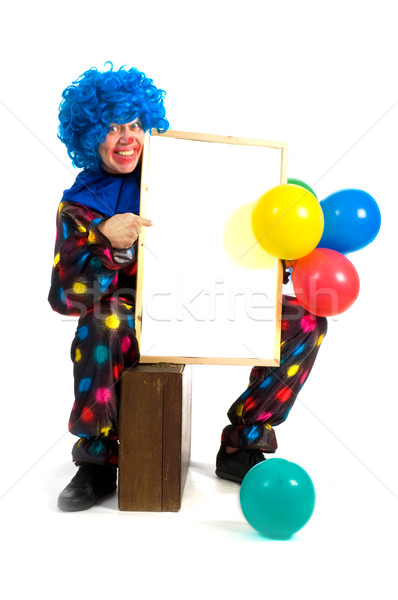 小丑 備忘錄 板 藍色 頭髮 微笑 商業照片 © ivonnewierink