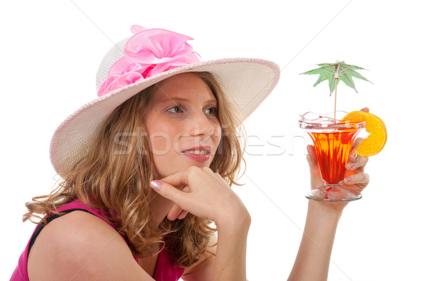 Stock photo: Woman with cocktail