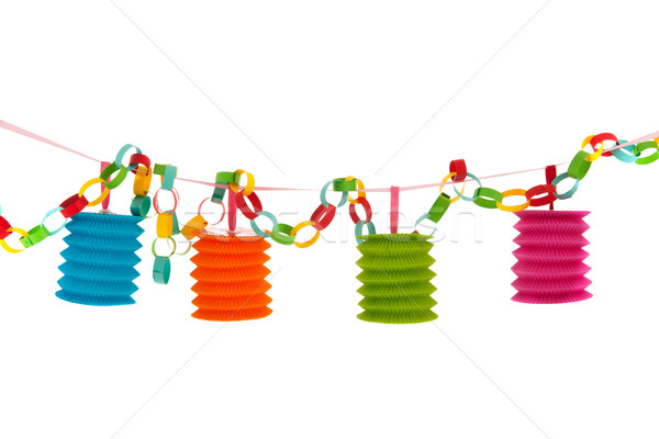 Colorful paper chain with lanterns Stock photo © ivonnewierink