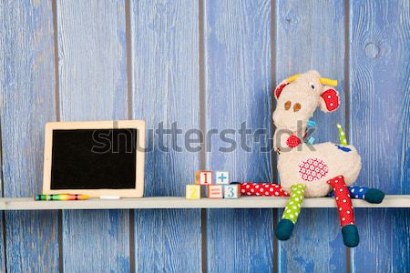 詰まった 動物 キリン ホーム 座って 青 ストックフォト © ivonnewierink