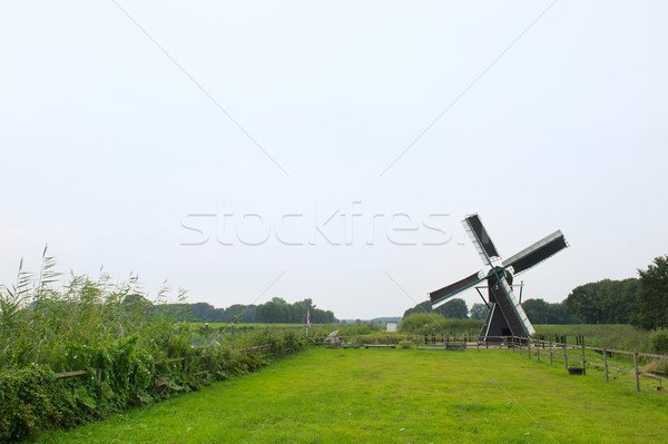 Dutch windmill near the river Stock photo © ivonnewierink