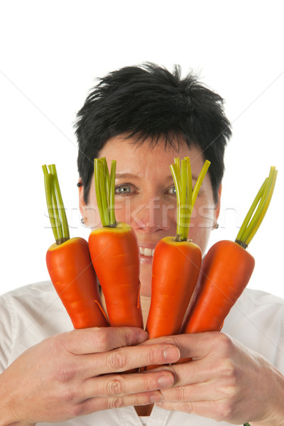 женщину морковь портрет Focus продовольствие фон Сток-фото © ivonnewierink