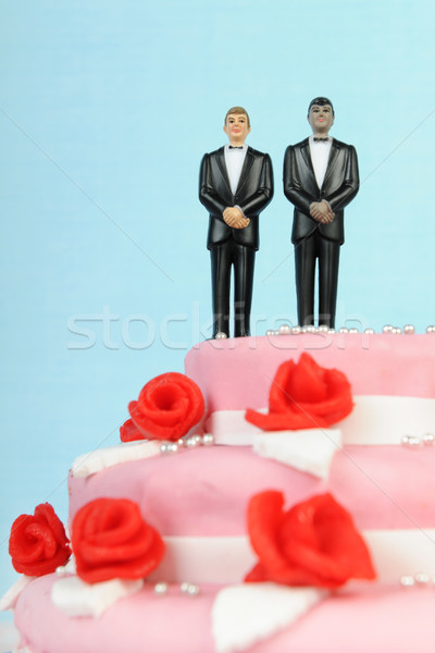 Wedding cake gay Coppia rosa rose rosse isolato Foto d'archivio © ivonnewierink