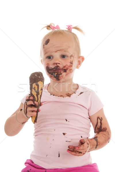 Toddler girl eating ice cream Stock photo © ivonnewierink