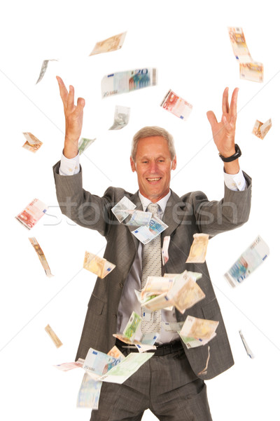 Esik az eső eurók férfi boldog sok zuhan Stock fotó © ivonnewierink