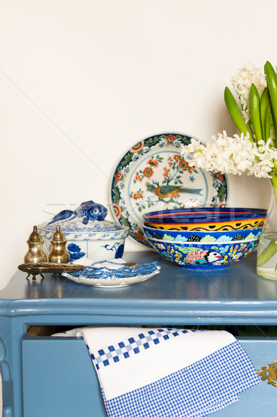 Lavender colored cabinet with antique Stock photo © ivonnewierink