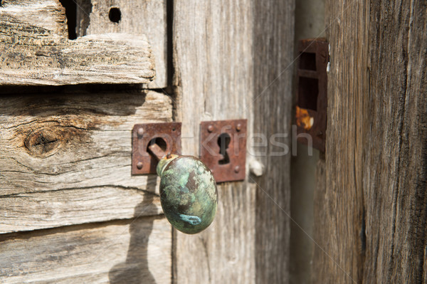 Deur behandelen oude antieke roestige frans Stockfoto © ivonnewierink
