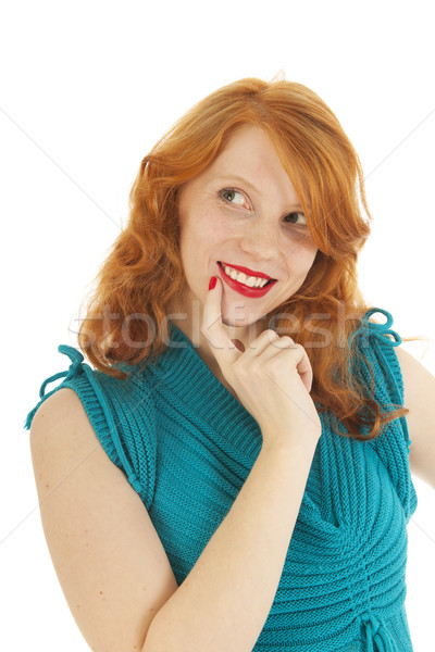 Portret meisje denken iets aantrekkelijke vrouw Stockfoto © ivonnewierink