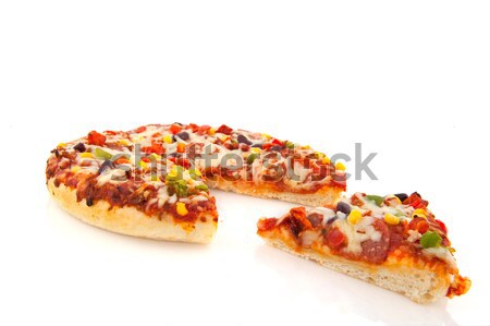 Pizza Käse Tomaten isoliert weiß Essen Stock foto © ivonnewierink