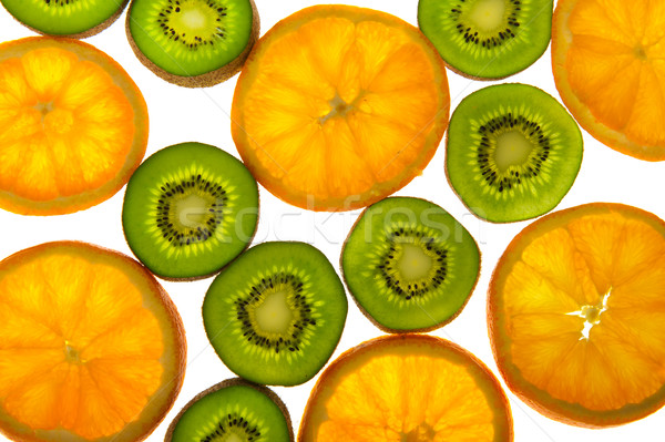 Frutta trasparenza fette frutta tropicale arance kiwi Foto d'archivio © ivonnewierink