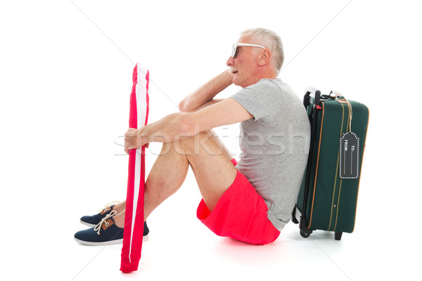 Utazó késés férfi bőrönd háttér busz Stock fotó © ivonnewierink
