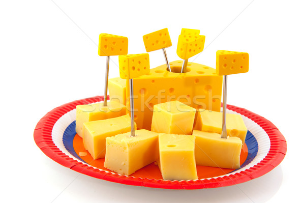 Foto stock: Holandés · queso · cubos · naranja · placa