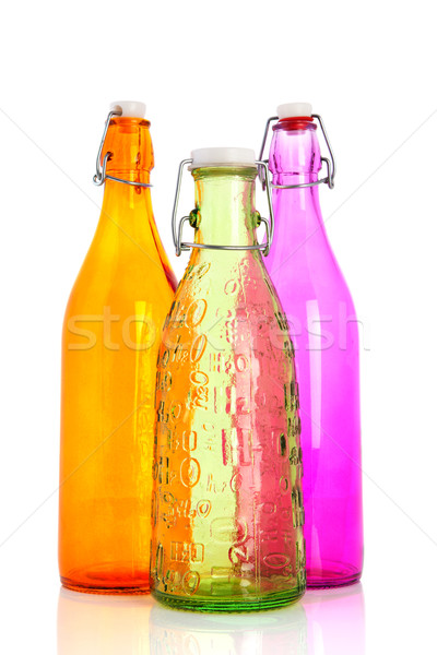 Stock photo: colorful glass bottles