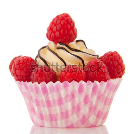 Obst Cupcake frisches Obst Buttercreme Schokolade isoliert Stock foto © ivonnewierink