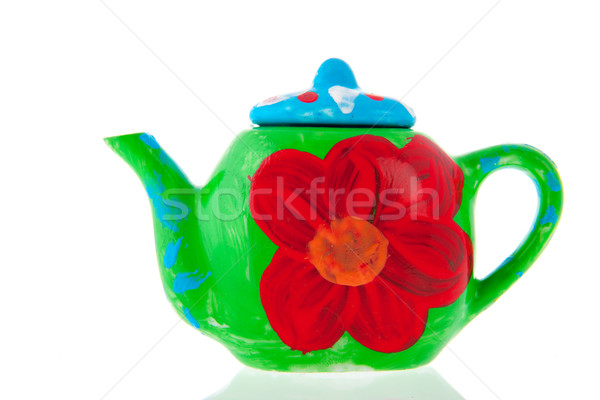 Stock photo: Self painted tea pot