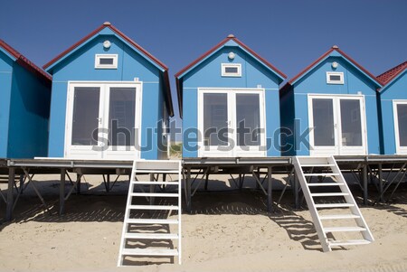 Stockfoto: Gekleurd · huizen · strand · Blauw · huis · zomer