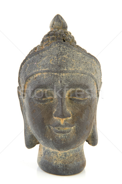 Foto stock: Buda · estátua · preto · isolado · branco · cabeça