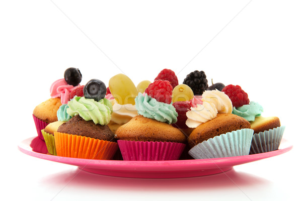 Fruit cupcakes on serve plate Stock photo © ivonnewierink