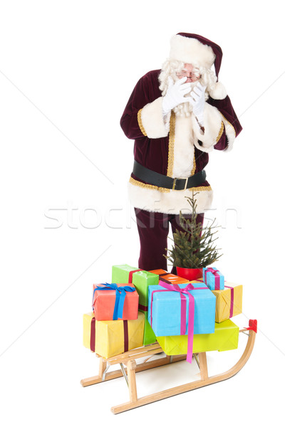 Santa Claus and sled with many Christmas presents Stock photo © ivonnewierink