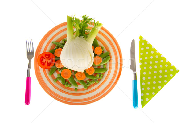 Isolated fennel with sugar snaps, carrots and paes Stock photo © ivonnewierink
