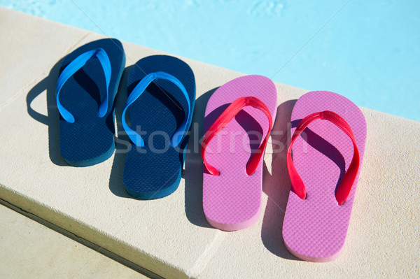 Papucs úszómedence sport nyár medence utazás Stock fotó © ivonnewierink