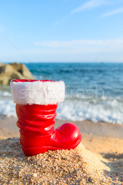 Сток-фото: загрузка · Дед · Мороз · пляж · смешные · воды · путешествия