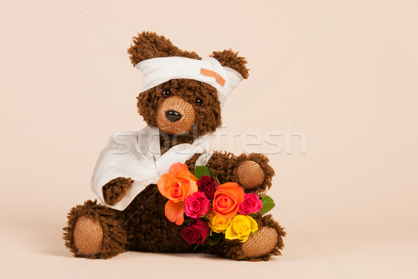 Bear with pain isolated over white background Stock photo © ivonnewierink